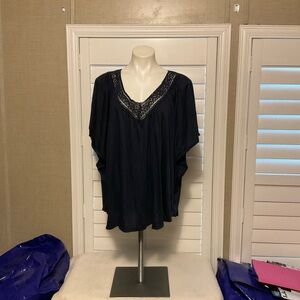 Carolyn Taylor Navy Blouse with Lace Detail